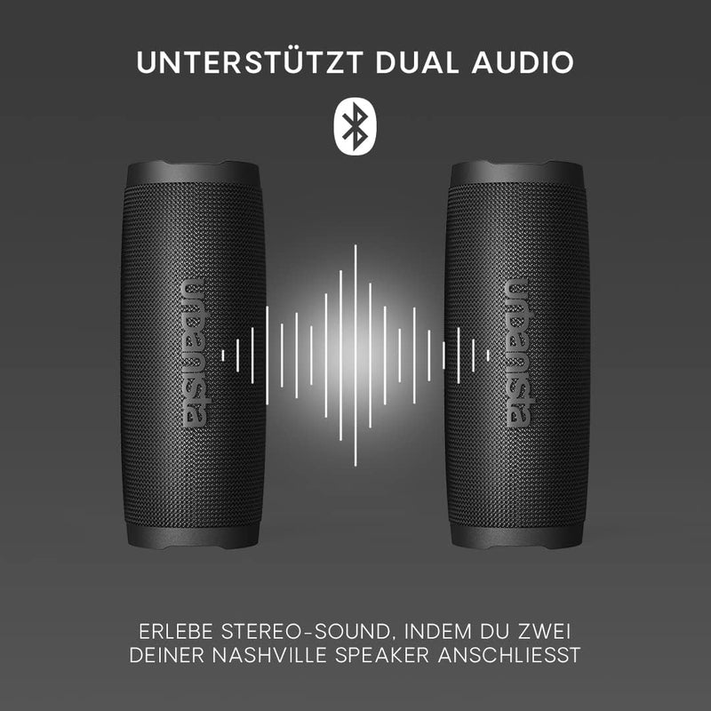 Urbanista Nashville Kabelloser Lautsprecher Bluetooth 5.2 Dual Pairing, Tragbarer Lautsprecher IPX7