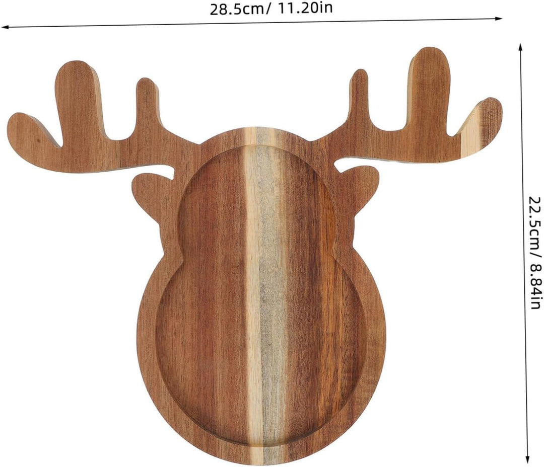 Cabilock Holz Servierplatte Mit Hirschmotiv Speiseteller Aus Holz Weihnachtsbonbonschale Serviertabl