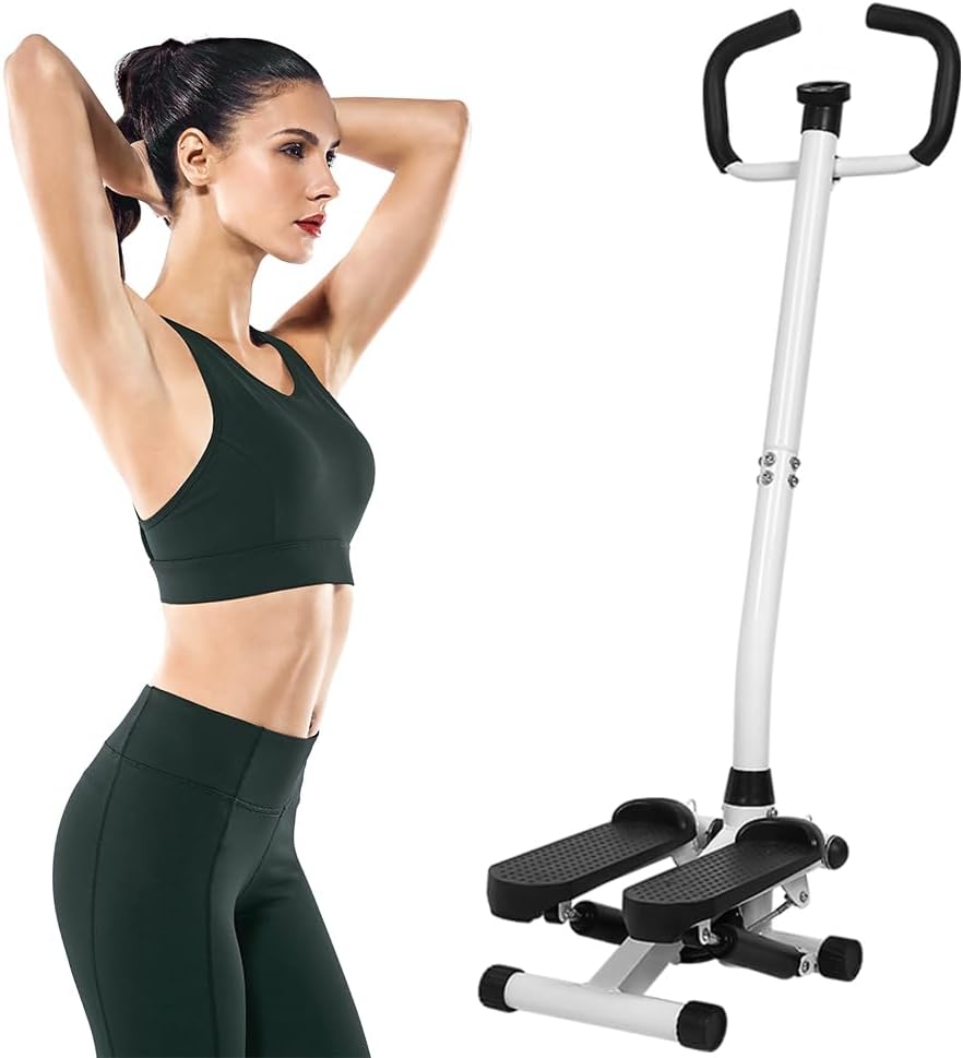 Mini Stepper mit LCD-Display, Power Ropes, Heimtrainer Fitness Gerät, Stahl, 112x34x29cm, Hydraulisc