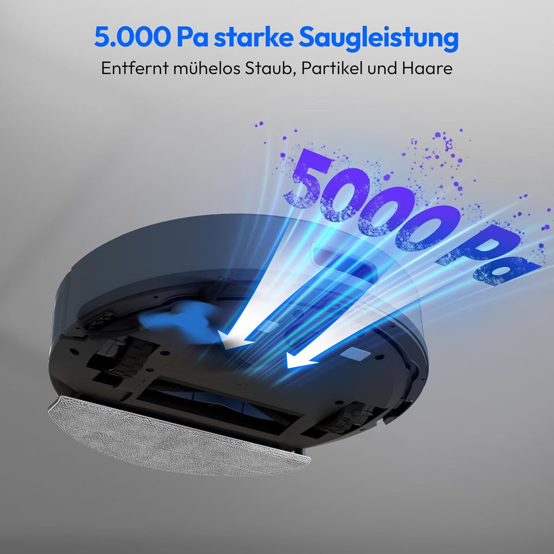 MEDION Saugroboter mit Absaugstation und Wischfunktion X23 SW+ (Lasernavigation, Starke 5000Pa Saugk