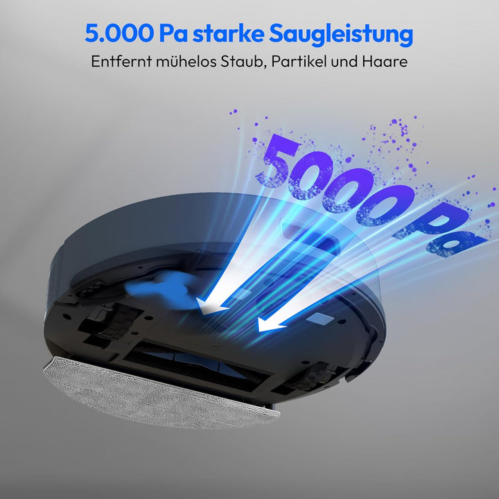 MEDION Saugroboter mit Absaugstation und Wischfunktion X23 SW+ (Lasernavigation, Starke 5000Pa Saugk