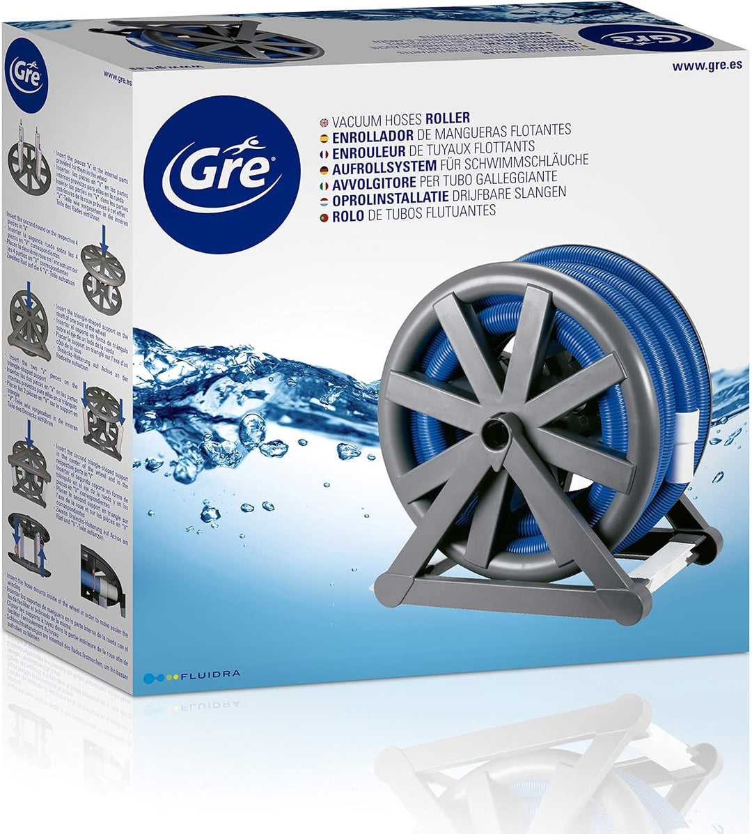 Gre 90165 - Aufroller für schwimmende Schläuche bis zu 15 m, graue Farbe (Packung mit 2) 64x38x64 cm
