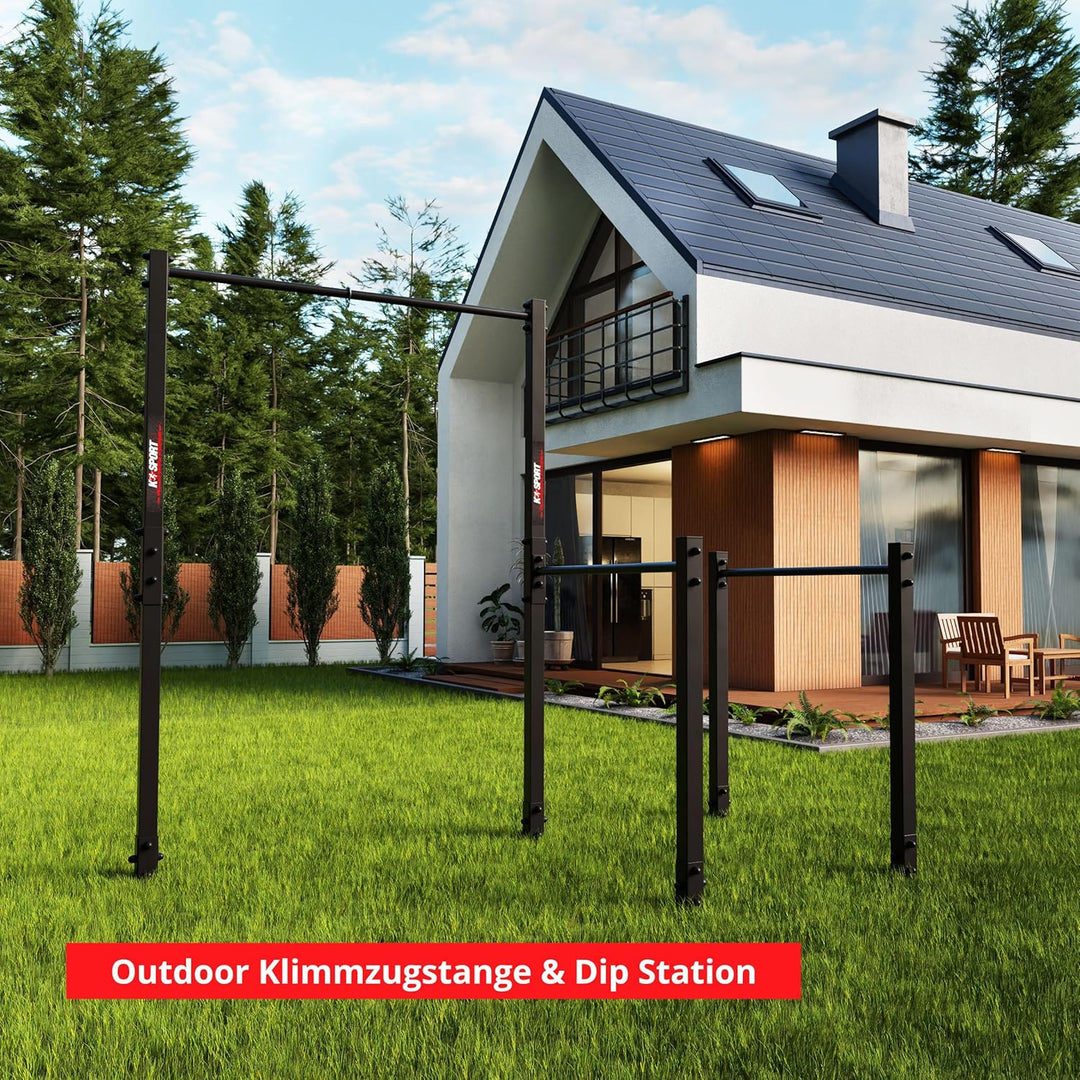 K-Sport: Stationäre Outdoor Klimmzugstange + Dip Station I Wetterfeste Kraftstation mit Pull-Up Bar