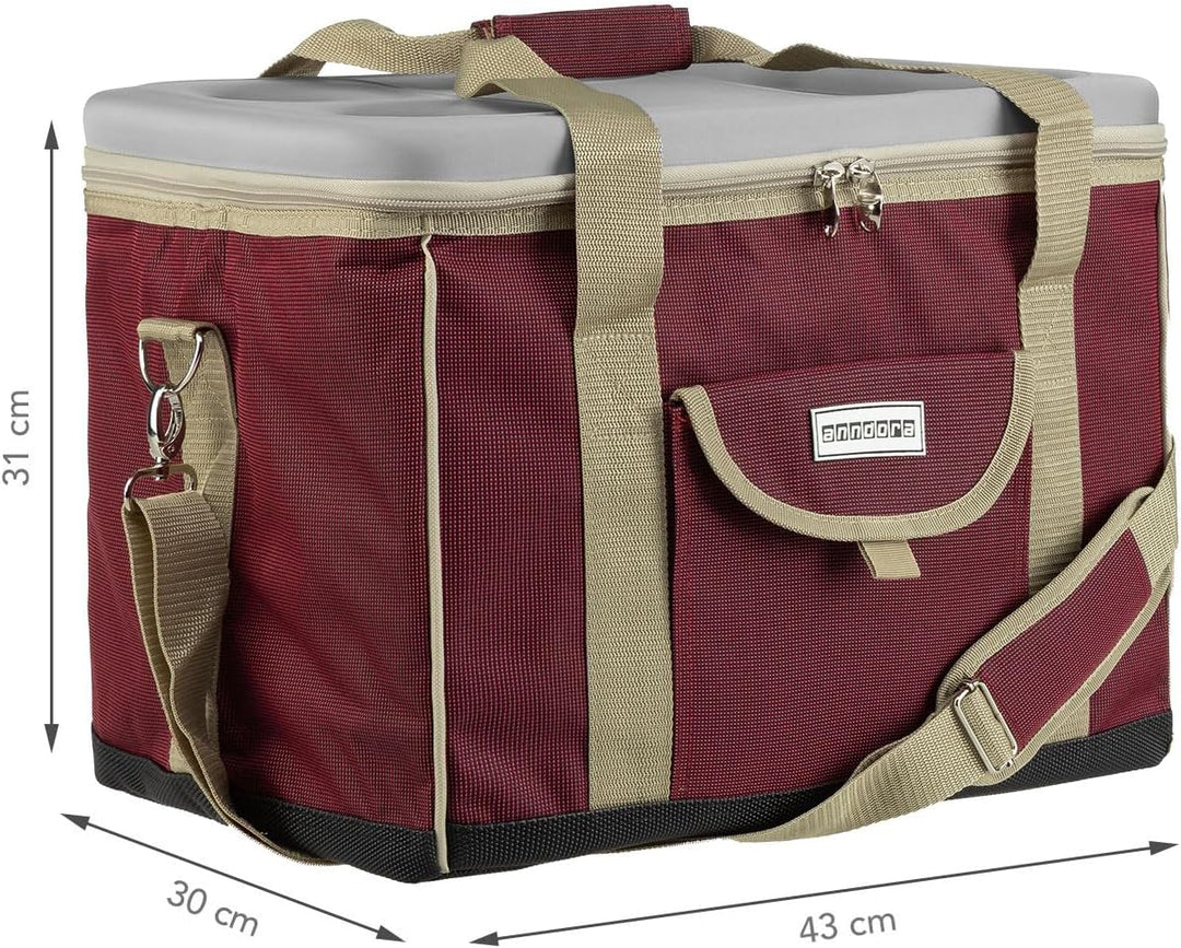 anndora Kühltasche XL 40 Liter - Isotasche Kühlbox Picknicktasche Farbauswahl XL rubinrot, XL rubinr