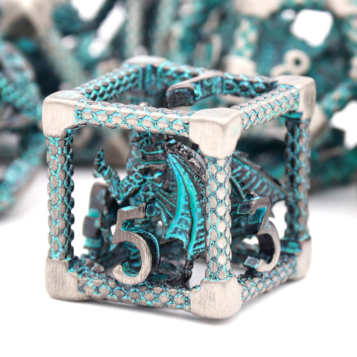 DND Würfel, Metall Spielwürfel Dungeons and Dragons Würfel Set HNCCESG Hohle 3D Drachen D&D Würfel P
