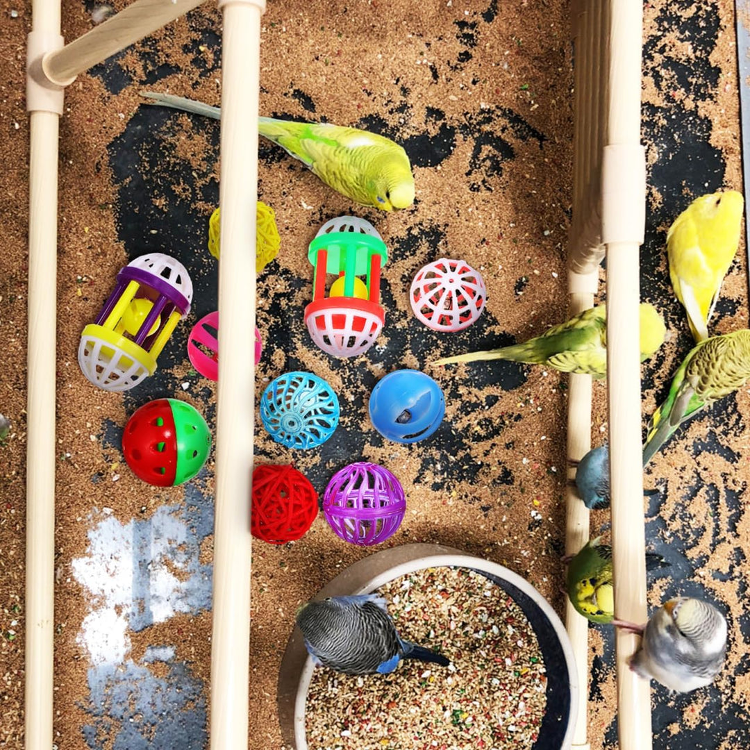 12 StüCk Vogelspielzeug FutterbäLle Mit GlöCkchen FüR Papageien Sittiche Und Finken Kauspielzeug Und