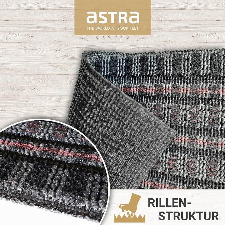 ASTRA Premium Aussenbereich-Matte - Poly Brush - strapazierfähige Fussmatte - schwarz/weinrot - 50 x
