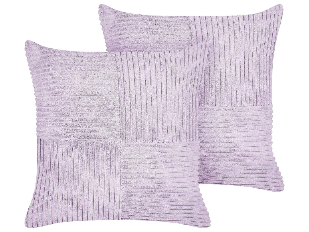 Set aus 2 dekorative Kissen aus Cord 43 x 43 cm Violett Millet