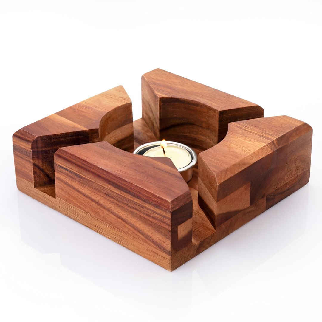 Stövchen Holz - Handgefertigter Teewärmer - Stövchen für Teekanne, Kaffe &amp; Essen - Teestövchen - Sic