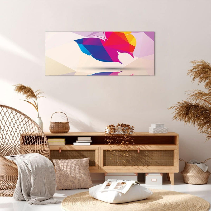 ARTTOR Wandbilder Dekoration Wohnzimmer Schmetterling Illustration Grafik Bilder auf Leinwand 120x50