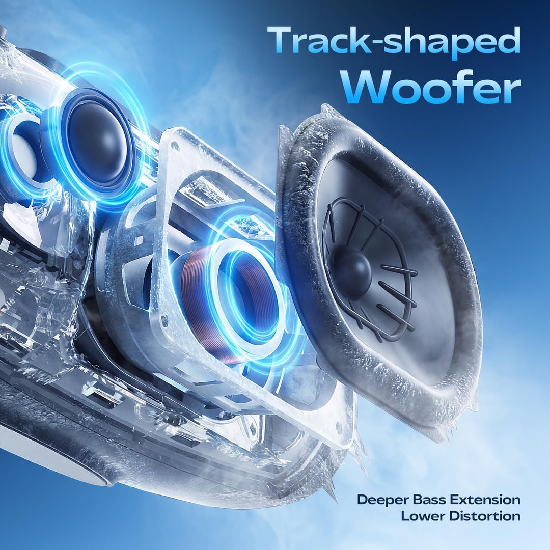 YEAHBOX Sonic Boom POP Bluetooth-Lautsprecher, 50W 1.1-Kanal-Basssystem, Racetrack-Woofers + 31mm Si