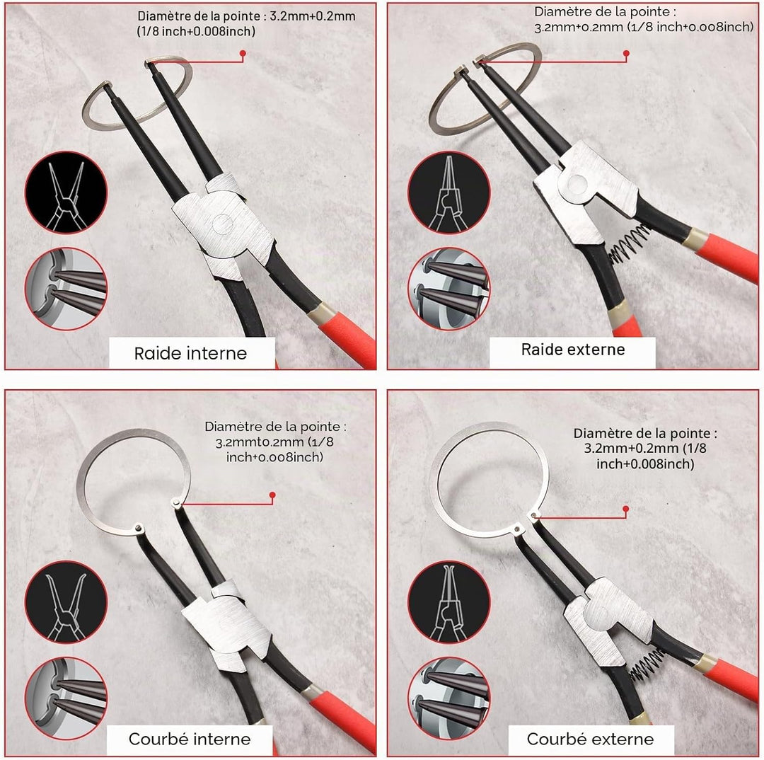 LEONTOOL Sprengringzange, 33 cm, strapazierfähig, externe Sicherungsringzange, gerade Backenspitze,