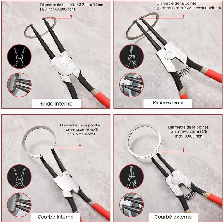 LEONTOOL Sprengringzange, 33 cm, strapazierfähig, externe Sicherungsringzange, gerade Backenspitze,