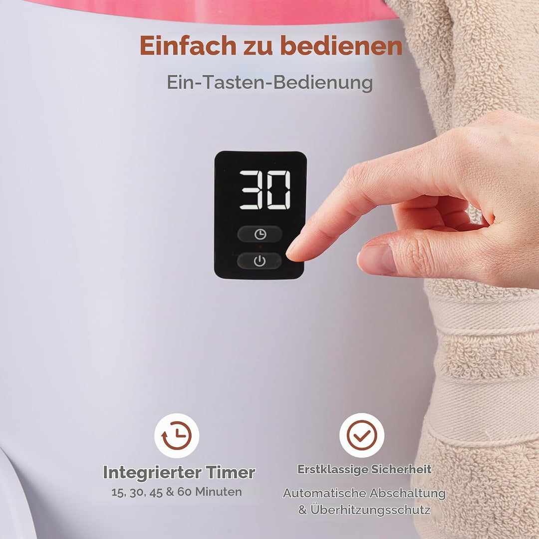 SereneLife Handtuchhalter Stehend Rosa – Elektrischer Handtuchwärmer für 2 Handtücher Energiesparend