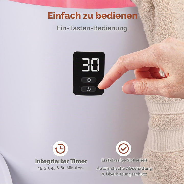 SereneLife Handtuchhalter Stehend Rosa – Elektrischer Handtuchwärmer für 2 Handtücher Energiesparend