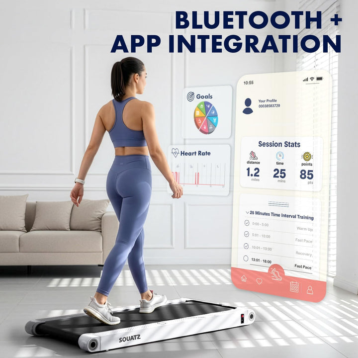 Squatz 2 in 1 Walking Pad- mit Vibration, Laufband für Zuhause, 6 km/h, mit APP & Bluetooth, Unter-d