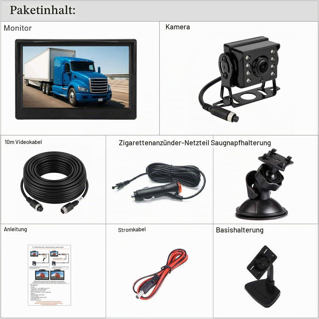 4Pin Auto-Rückfahrkamera Parkassistenzsystem, 12V-24V 5 "TFT LCD HD Farb-Rückfahrmonitor + 8 LEDs Na