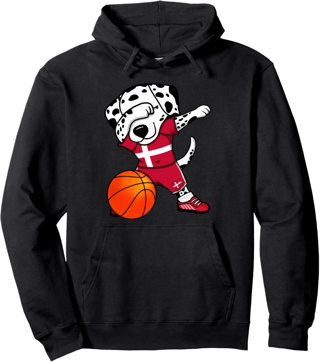 Dabbing Dalmatiner Hund Dänemark Basketball Mannschaft Sport Pullover Hoodie