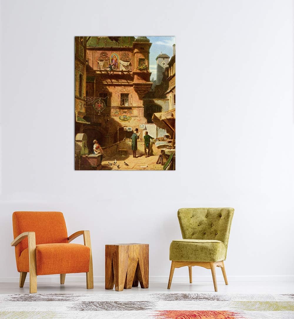 Bilderdepot24 Bild auf Leinwand | Carl Spitzweg Kunst und Wissenschaft in 60x80 cm als Wandbild | Wa