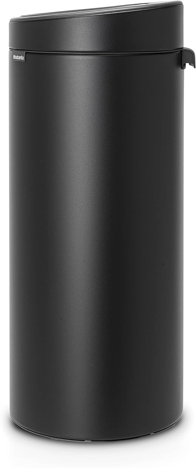 Brabantia Mülleimer Touch Bin, Stahl, Schwarz, 30L Mineral Moonlight Black 30 Liter, Mineral Moonlig