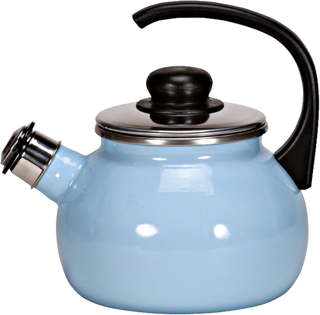 Krüger Flötenkessel Sylt 2 Liter 18 cm, Emaille, blau, 18x18x9 cm, Blau