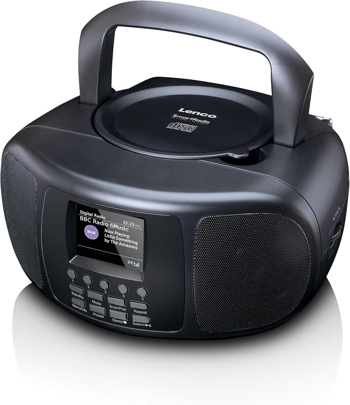 Lenco SCD-6000BK Tragbares Internetradio mit DAB+/FM, Bluetooth, CD-Player und 2,4-Zoll TFT-LCD-Farb