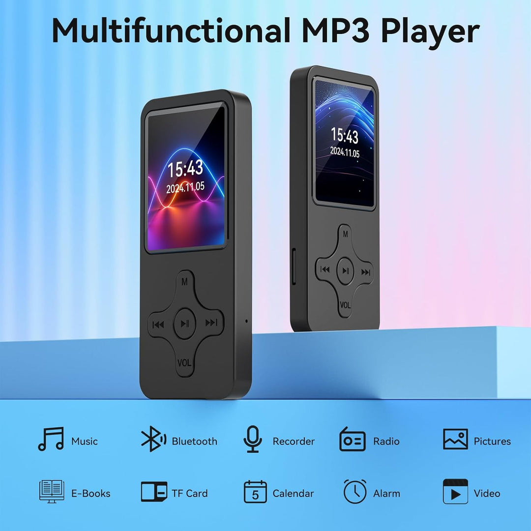 Gueray MP3 Player Bluetooth mit 64GB TF-Karte MP3 Players mit Lautsprecher Unterstützt FM-Radio Reko