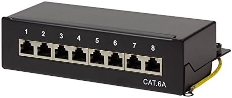 tsnetworks CAT.6a 8 Port Patchpanel/Patchfeld 8X vollgeschirmte RJ45 Buchsen 10GBit, Metallgehäuse s