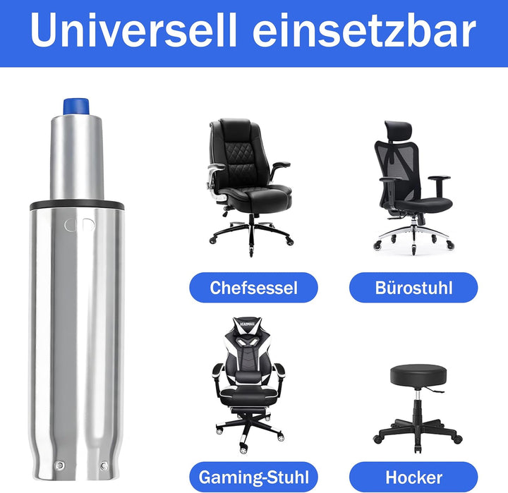 Bemacom Gasdruckfeder für Bürostuhl bis 200kg Belastbarkeit, Länge 430mm Chrom Ersatz Gasdruckfeder