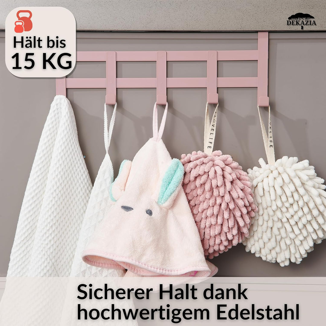 DEKAZIA® Türgarderobe Rosa zum Einhängen - Bunte Türhakenleiste für Kinderzimmer, Garderobenhaken &amp;