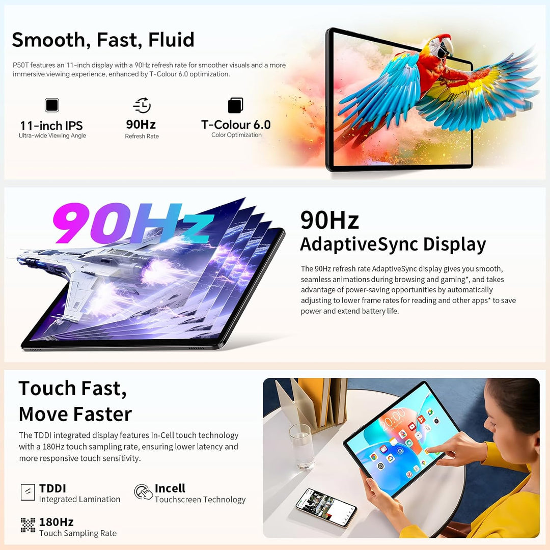 TECLAST P50T Android 16 Tablet 11 Zoll Gemini AI, 90Hz Display, T7250 Octa Core Gaming Tablets, 8000