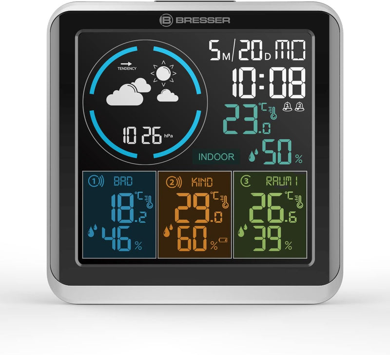 Bresser Wetterstation Funk mit Aussensensor Quadro Individio mit 4 unterschiedlichen Messpunkten ink