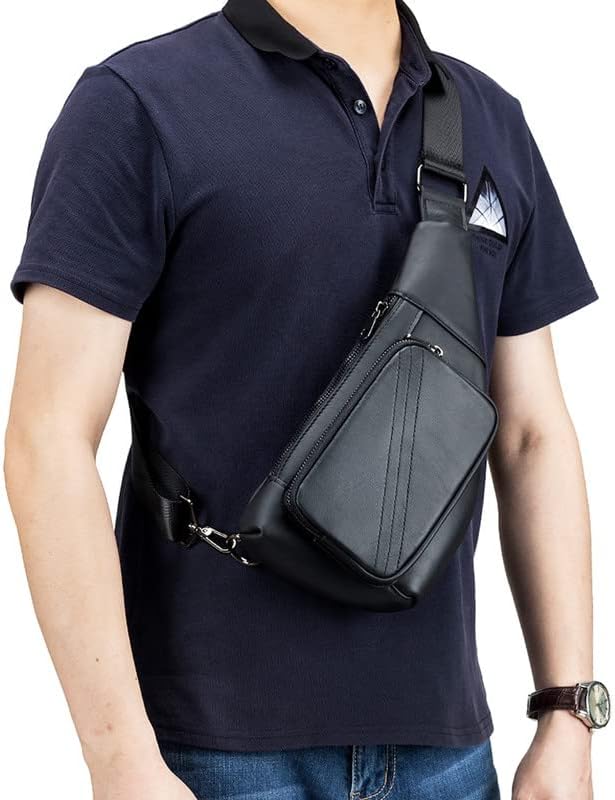 MANNUOSI Leder Umhängetasche Herren Schultertasche Leder Arbeit Taschen Mann Handtasche Herren Messe