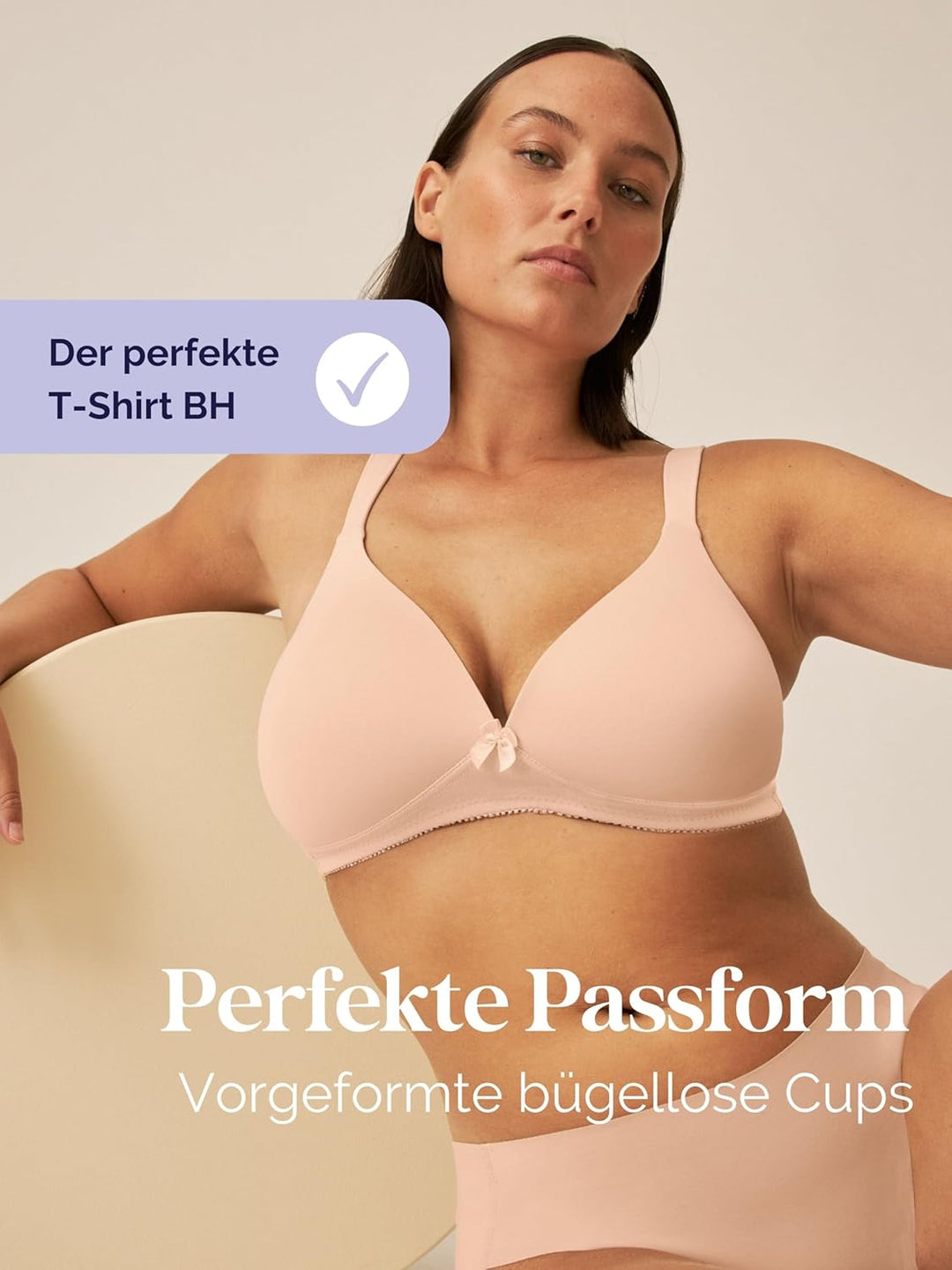 Naturana® BH Damen ohne Bügel [Cup A-D] I 100% Gepolsterte Träger I BH ohne Bügel mit nahtlosen Cups