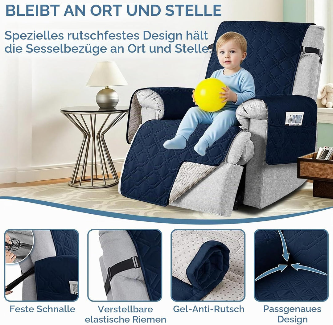 aolceth Sesselschoner für Fernsehsessel, 100% Wasserdicht Sesselbezug für Relaxsessel, Anti-Rutsch A