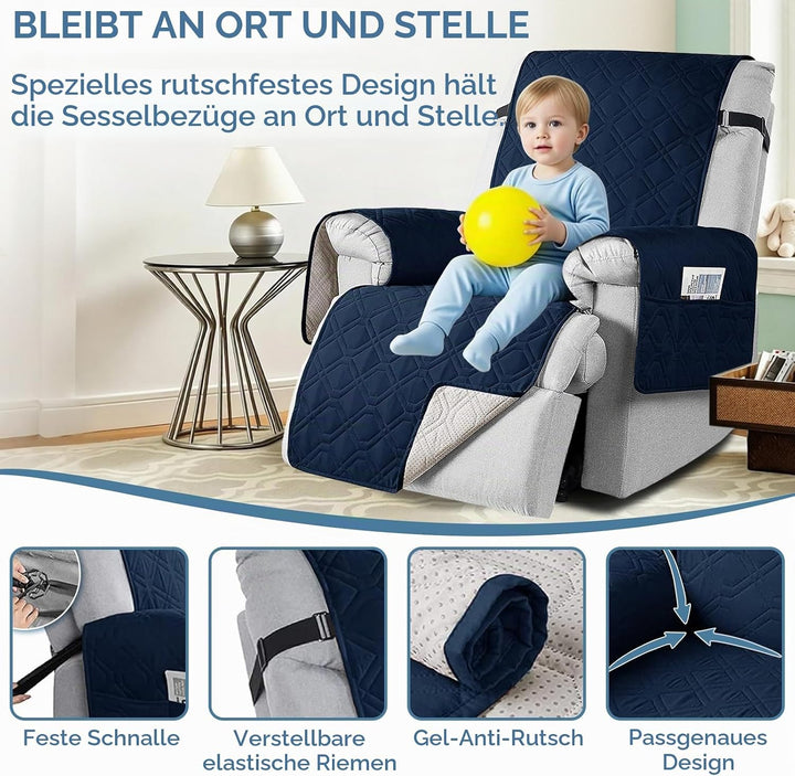 aolceth Sesselschoner für Fernsehsessel, 100% Wasserdicht Sesselbezug für Relaxsessel, Anti-Rutsch A
