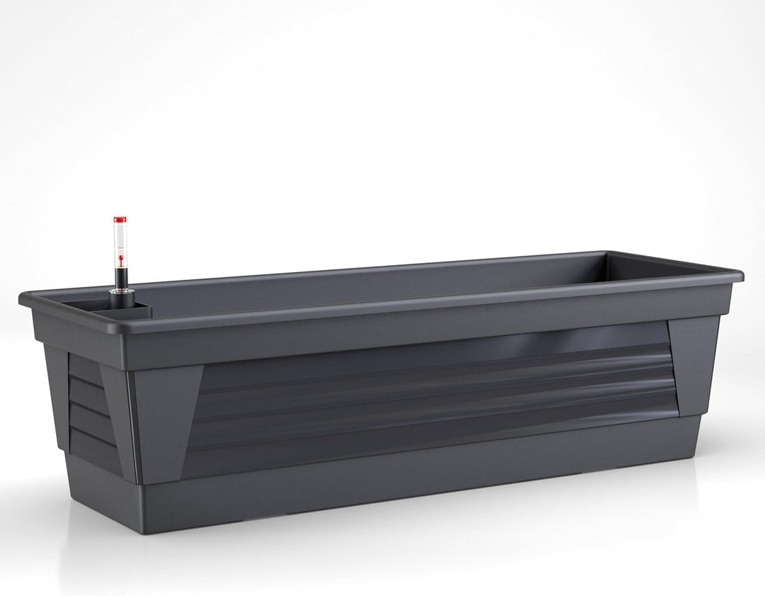 Blumenkasten Milano 3er Set 80 cm lang Farbe Anthrazit mit Wasserspeicher und Wasserstandsanzeige Pf