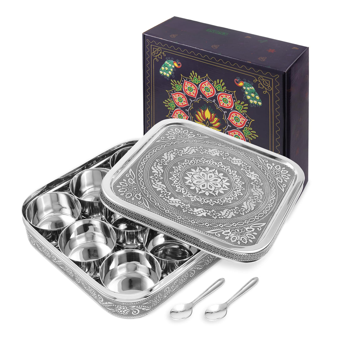 KSJONE Designer-Gewürzdose aus Edelstahl für Masala Dabba, gross, Curry-Gewürzdose, Küchen-Masala-Be