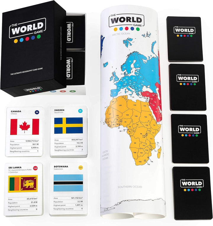 The World Game - English - Geographie Kartenspiel - Lernspiel für Kinder, Familie und Erwachsene - W