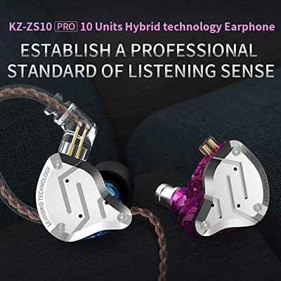 KZ ZS10 Pro Earbuds Headphone, KZ in Ear Monitor IEM HiFi Earphone with 5 Driver 4BA 1DD with Detach