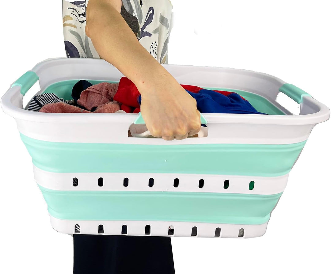 SAMMART 42L Faltbarer Wäschekorb aus Kunststoff – Faltbarer Pop-Up-Aufbewahrungsbehälter/Organizer –