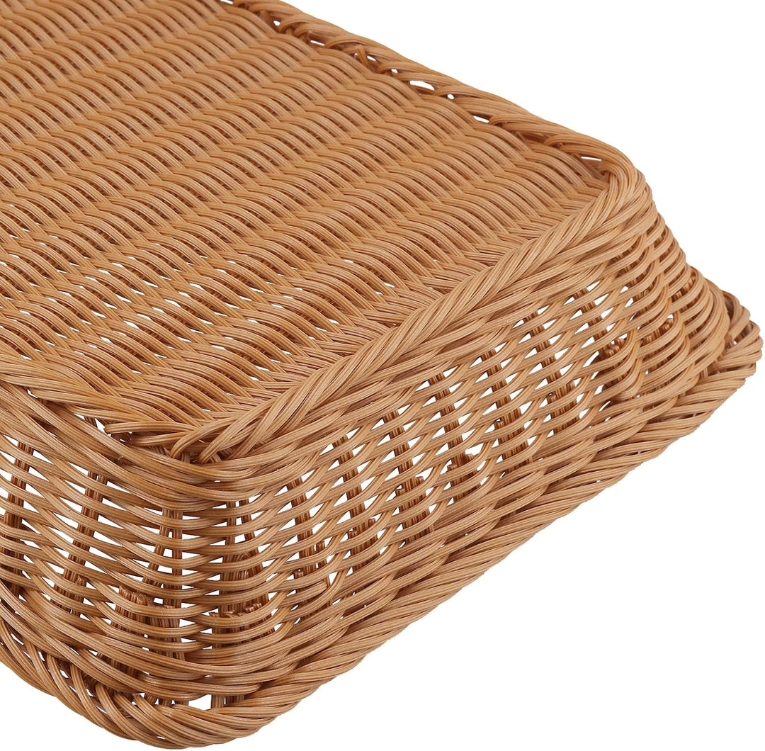 ZOENHOU 2 Stück Brotkorb Gross, 40x30x8 cm rechteckiger geflochtener Brotkorb, Weidenkorb zur Aufbew