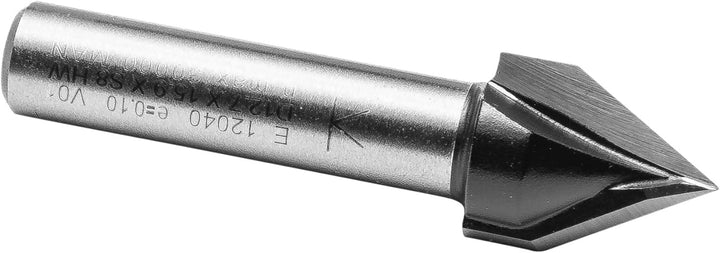 ENT 12040 V-Nutfräser und Schriftenfräser HW, Schaft (S) 8 mm, Durchmesser (D) 12,7 mm, NL 15,9 mm,
