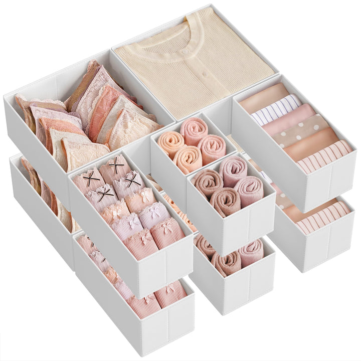 SONGMICS Aufbewahrungsbox für Schublade, 12er Set, Schubladen Organizer, Faltbox, Unterwäsche Organi