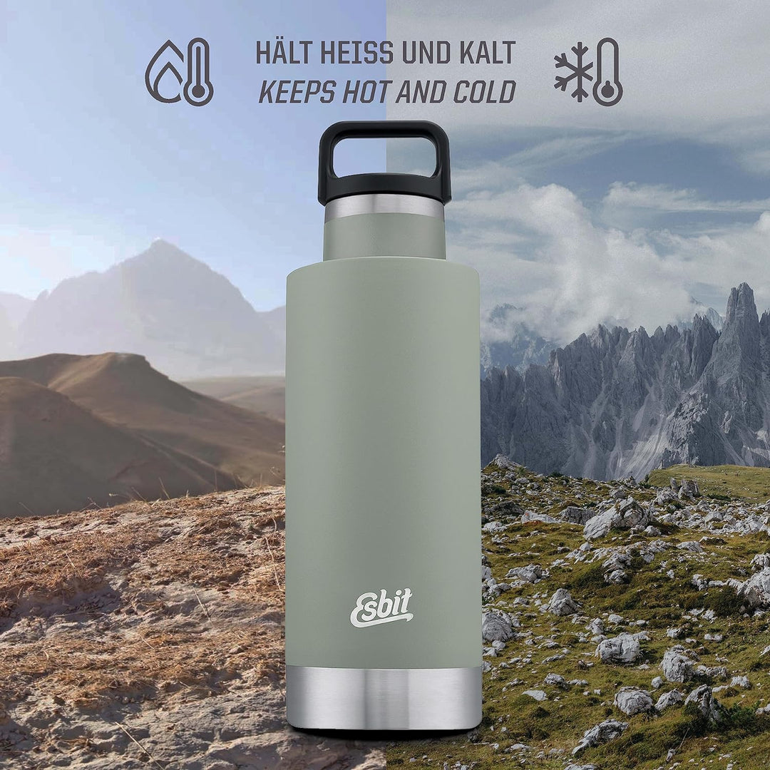 Esbit Isolierflasche Sculptor - Edelstahl Trinkflasche 750 ml in Grau - für warme und kalte Getränke
