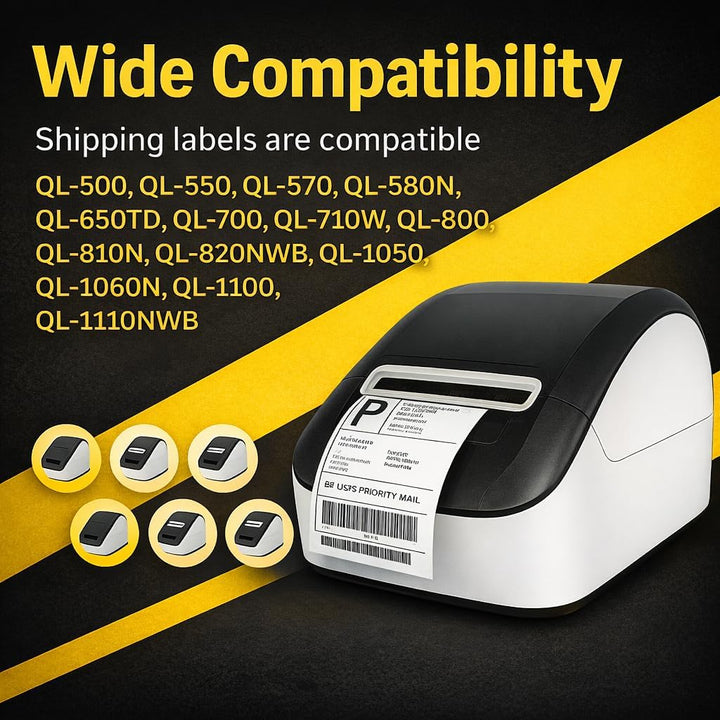 Yellow Yeti 5 Ersatz Brother DK 22205 Endlosetiketten Weisse Kompatibel mit Etikettendrucker Brother