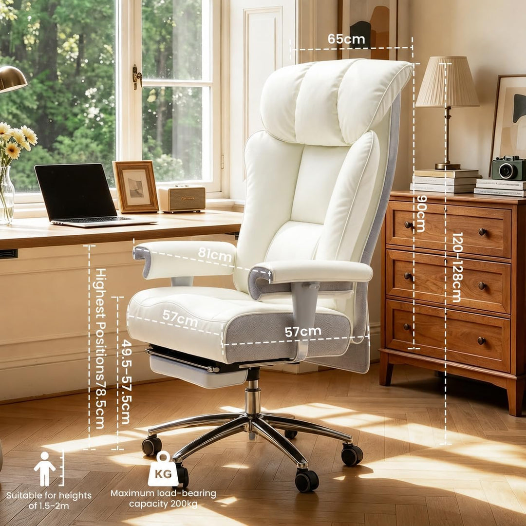 Efomao Bürostuhl, Executivesessel PU-Leder mit Integrierter Lendenwirbelstütze, Ergonomischer Chefse