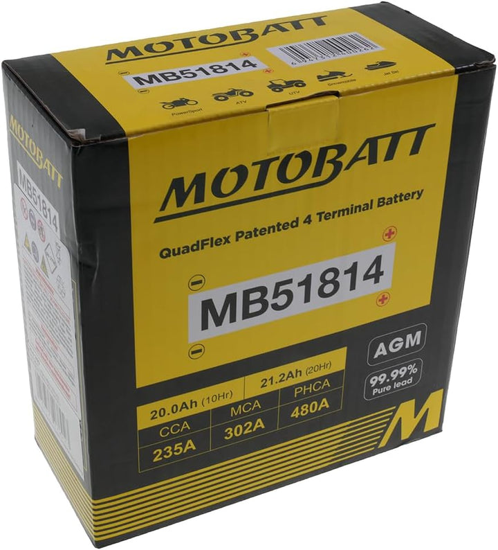 MOTOBATT Batterie 12 V 22 Ah (MB51814) [wartungsfrei & versiegelt] kompatibel für BMW K 1300 GT 2009