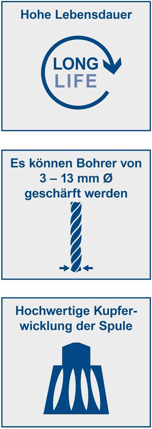 Scheppach DBS800 Schleifgerät Bohrerschleifgerät | 80 W Leistung | Diamantschleifstein mit langer Le