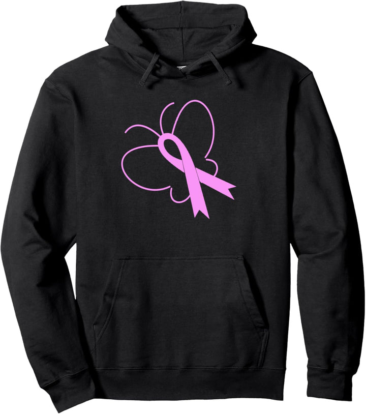 Rosa Schmetterlingshemd, Rosa Schleife Brustkrebs Pullover Hoodie